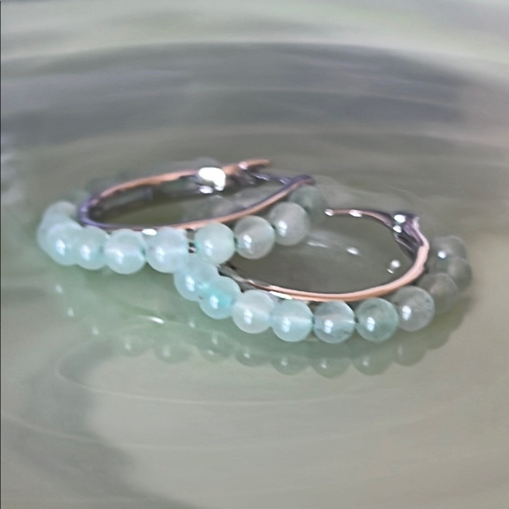 Elegant Green Aventurine Hoop Earrings